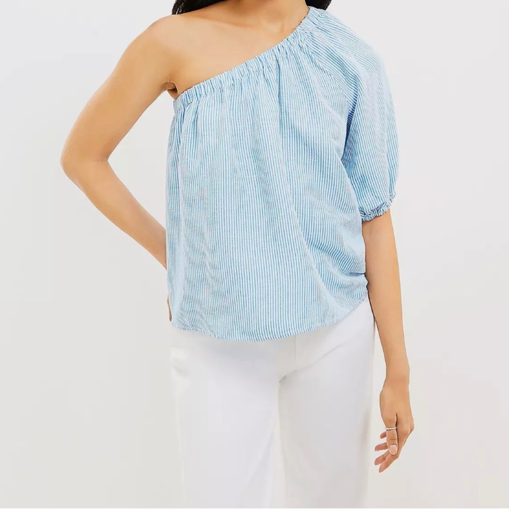 Brand New Never Worn Striped One Shoulder Blouse